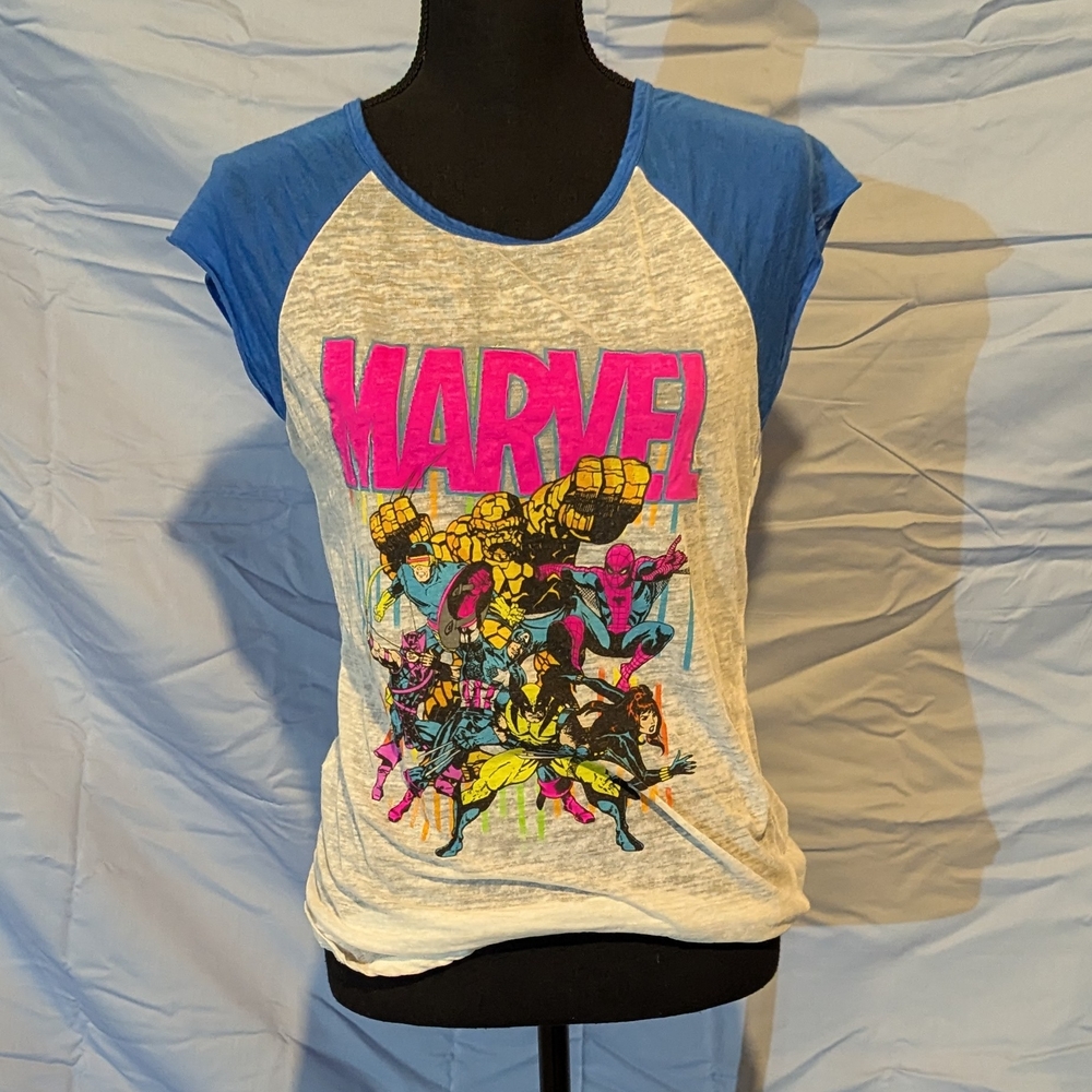 Marvel Kids Blue and White Graphic T-Shirt